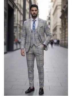 Costum barbati slim fit + Vesta B5379 128-3